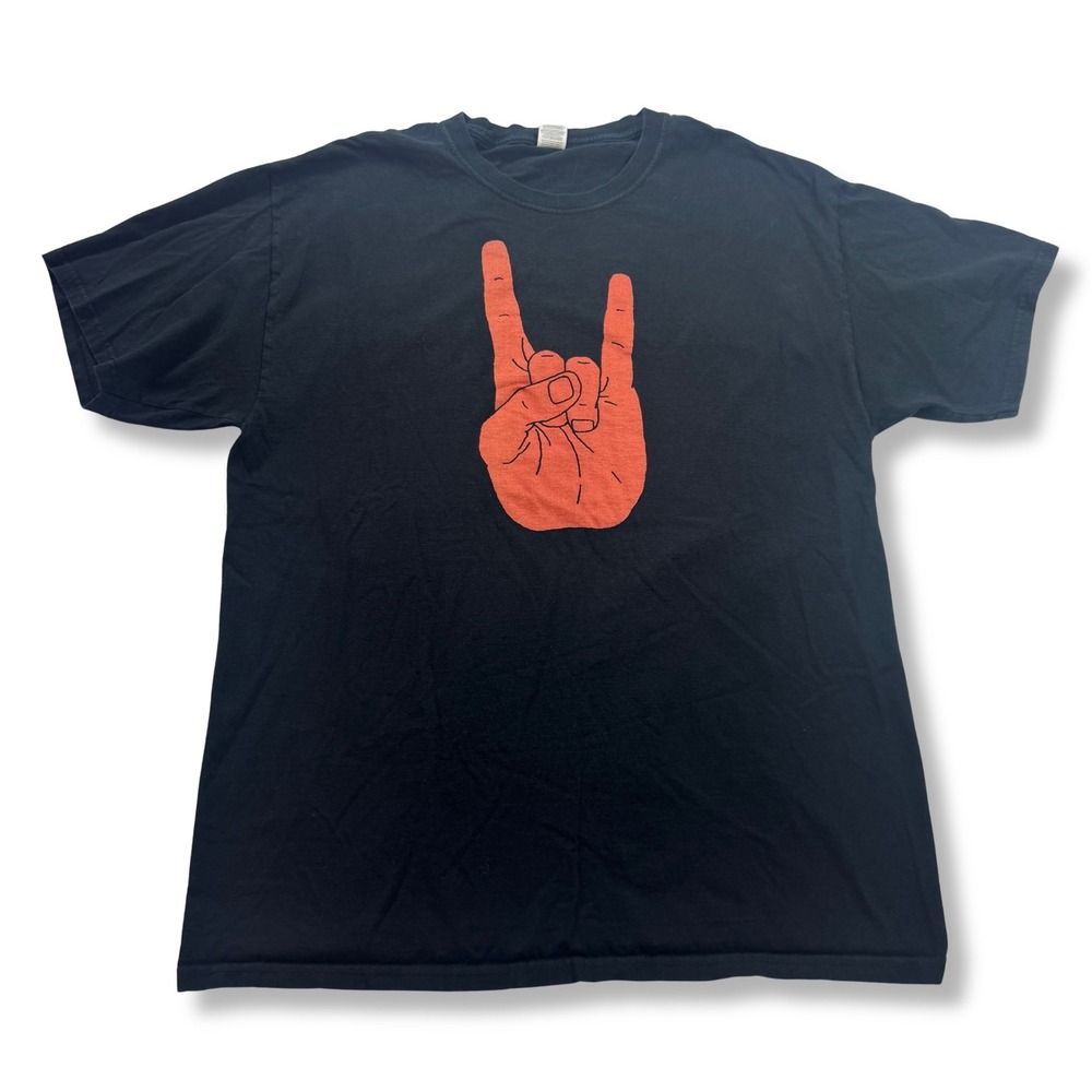 Texas Longhorns Hook'em Horns T-Shirt Rock Hand Field of 68 Black Mens Large L